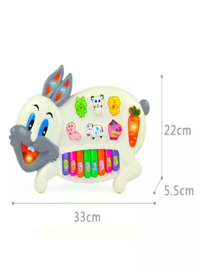 Sisq Rabbits Musical Piano with 3 Modes Animal Sounds, Flashing Lights & Wonderful Music,Plastic,White for 6 Month+ Baby (Rabbit Piano) - Image 2
